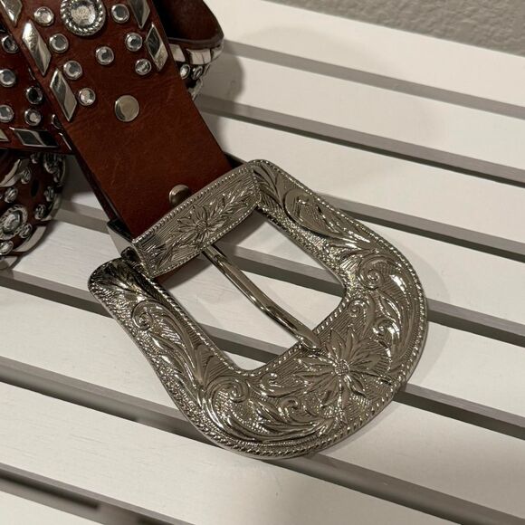 Vintage Western leather rhinestone belt